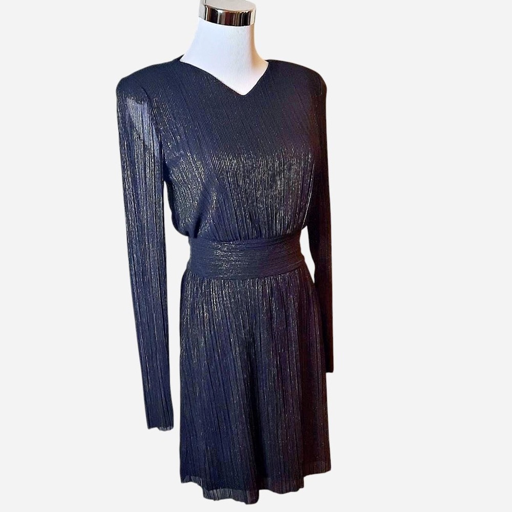 Express Long Sleeve Dress Black with Gold Stitching Party Cocktail Club Formal